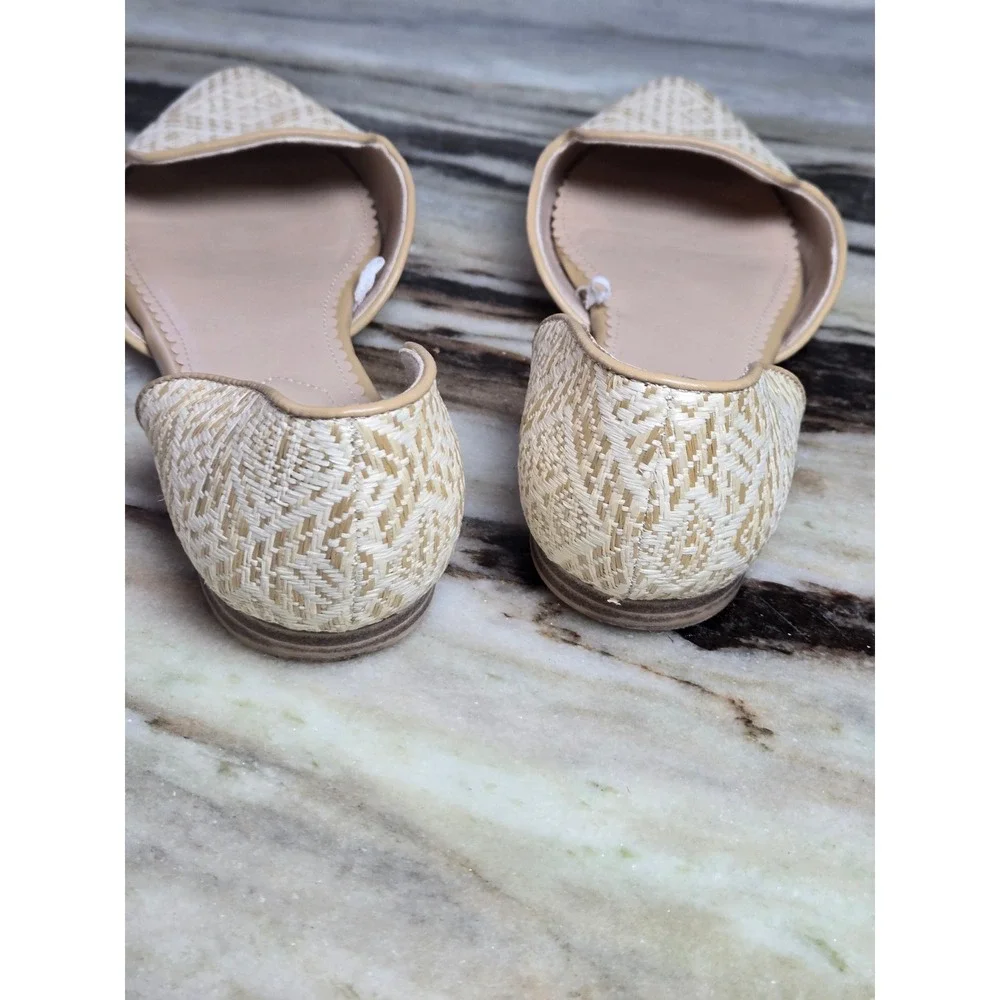 Isaac Mizrahi New‎ York Woven Geometric d'Orsay Pointed Toe Flats Beige Cream 10